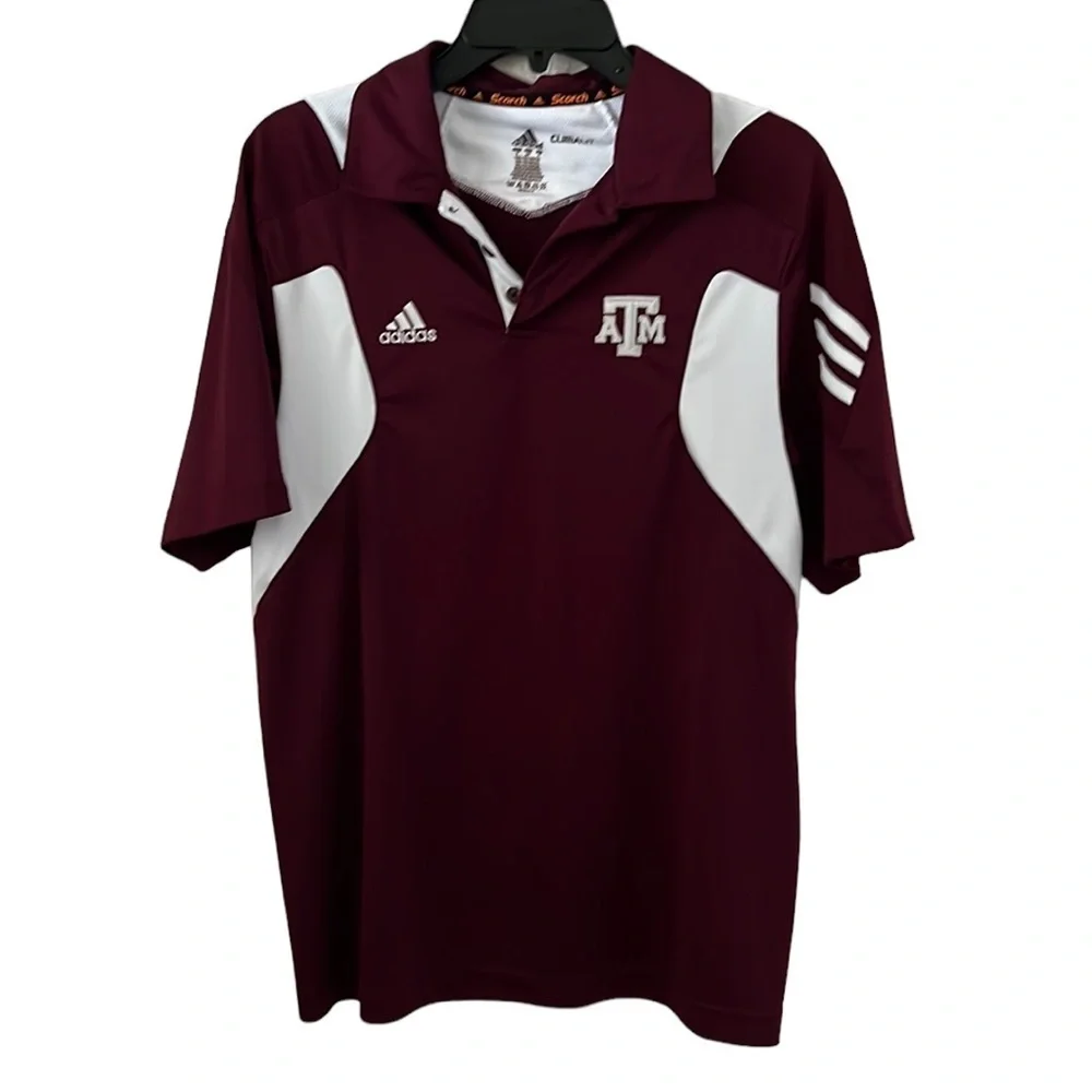 Texas A&M Adidas polo shirt. Maroon white. Size S EUC.